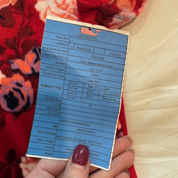 Girls Vineyard Vines Velvet Pattern Dress NEW WITH TAGS - Picture 6 of 6